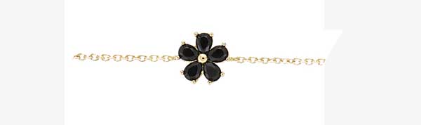 Bracelet plaqué or fleur oxyde noir – C40014
