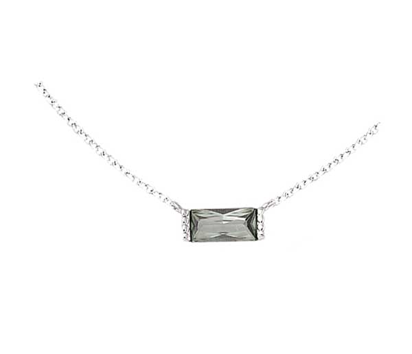 Collier argent rhodié oxyde vert fumé rectangulaire – C401X603R
