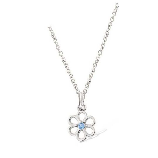 Collier argent rhodié fleur oxyde bleu – C401X605R