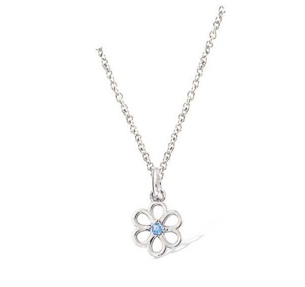 Collier argent rhodié fleur oxyde bleu – C401X605R
