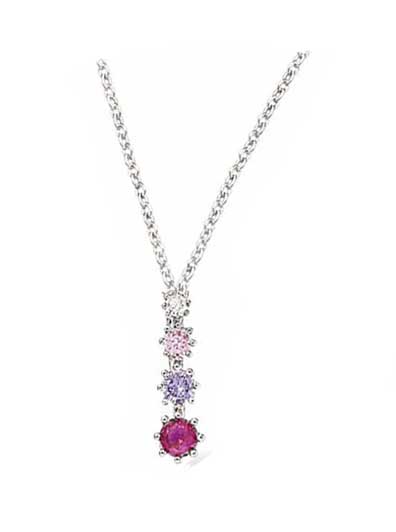 Collier argent rhodié oxydes décroissant ton rose – C401X615R