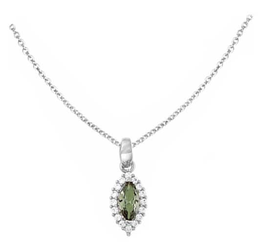 Collier argent rhodié marquise smoky vert – C401X617R