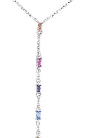 Collier argent rhodié oxydes pastels pendants – C401X621R