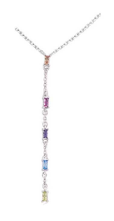 Collier argent rhodié oxydes pastels pendants – C401X621R