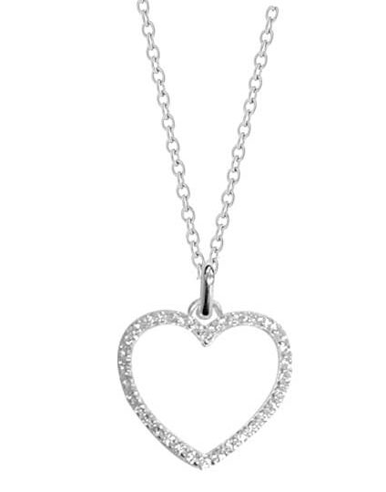 Collier argent rhodié cœur strass – C401X629R