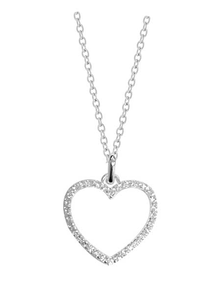 Collier argent rhodié cœur strass – C401X629R