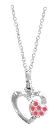 Collier argent rhodié double coeurs poids rouges – C401X631R