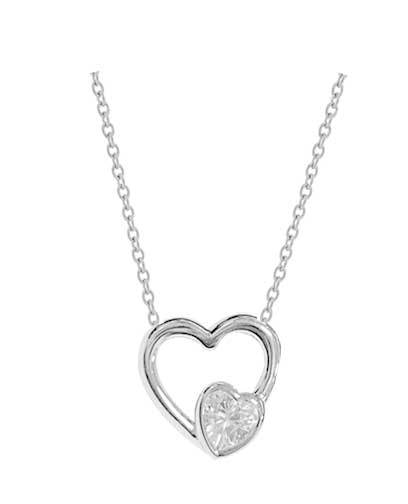 Collier argent rhodié double cœurs oxyde – C401X915R