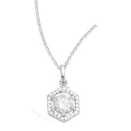 Collier argent rhodié oxyde hexagone – C401X917R