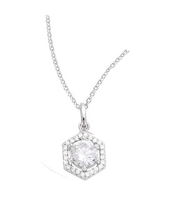 Collier argent rhodié oxyde hexagone – C401X917R