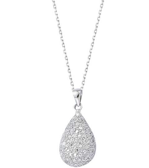 Collier argent rhodié poire pavé d&rsquo;oxydes – C401X918R