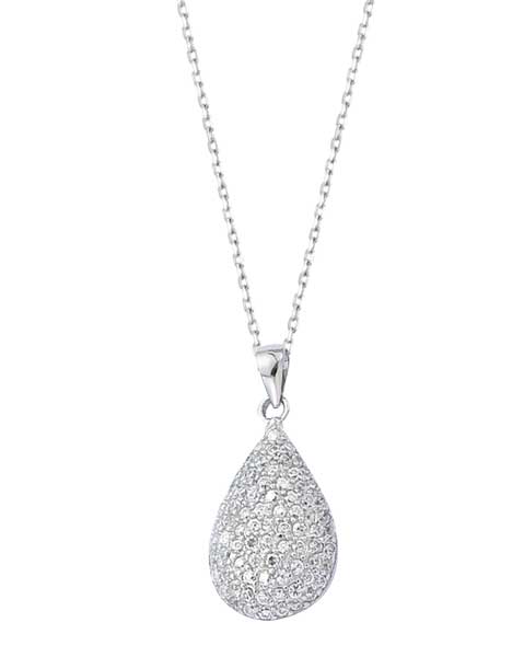 Collier argent rhodié poire pavé d&rsquo;oxydes – C401X918R