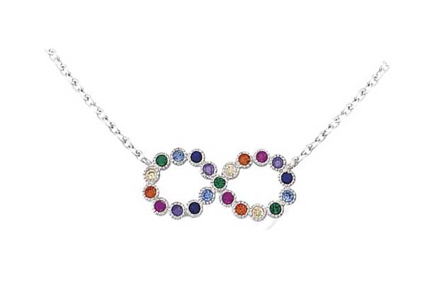 Collier argent rhodié infini oxydes multicolore – C401X920R