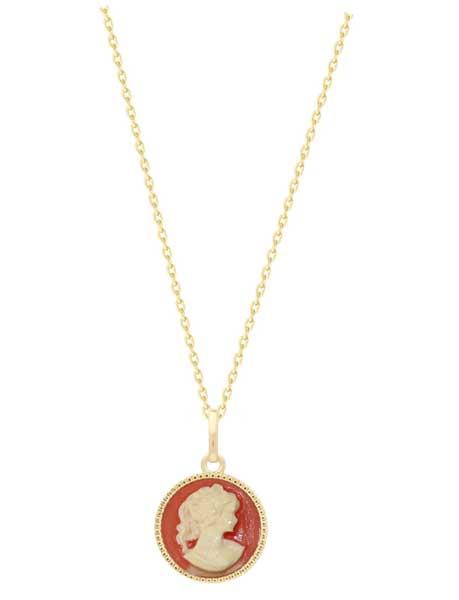 Collier plaqué or camée ronde rose – C403X569