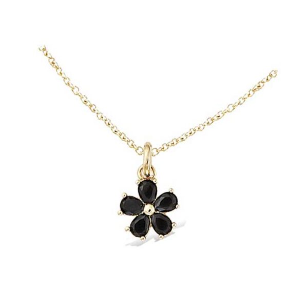 Collier plaqué or fleur oxydes noirs – C403X571