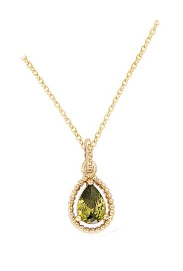 Collier plaqué or goutte vert olive – C403X897