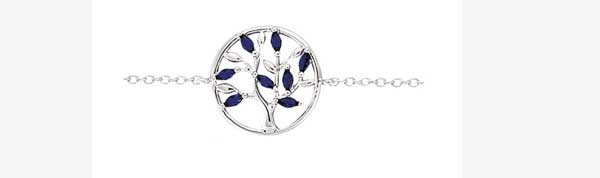 Bracelet argent rhodié arbre de vie oxydes bleu – C50526R