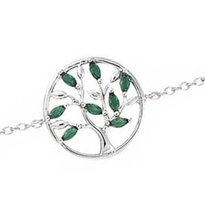 Bracelet argent rhodié arbre de vie oxydes vert émereaude – C50526V