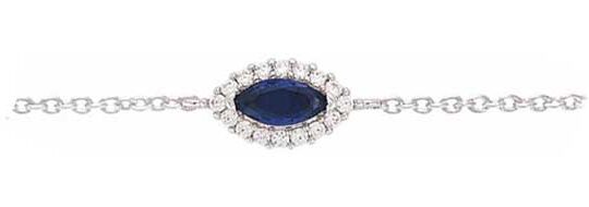 Bracelet argent rhodié marquise bleu saphir – C50530B