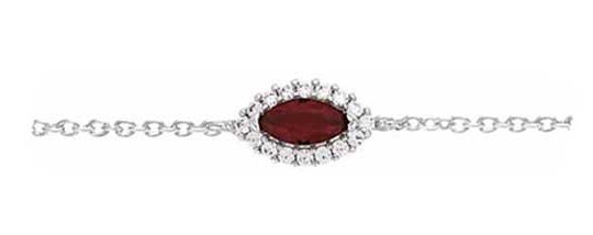 Bracelet argent rhodié marquise rouge rubis – C50530R