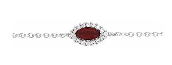 Bracelet argent rhodié marquise rouge rubis – C50530R