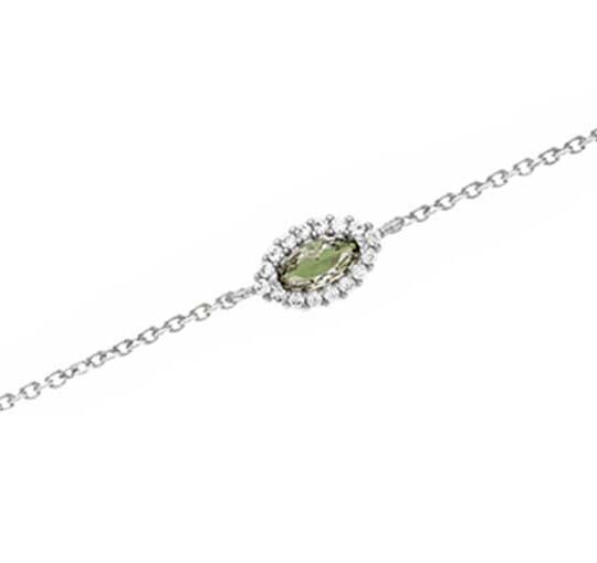 Bracelet argent rhodié marquise smoky vert – C50530V