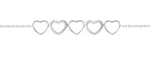 Bracelet argent rhodié 5 coeurs – C50617R