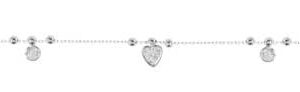 Bracelet argent rhodié cœur oxyde serti clos et ronds – C50622R