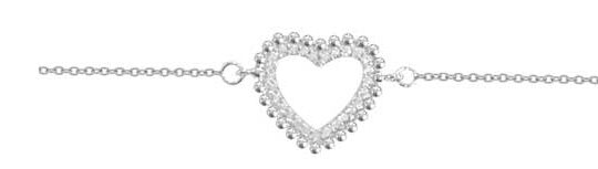Bracelet argent rhodié coeur oxydes et entourage boules – C50630R