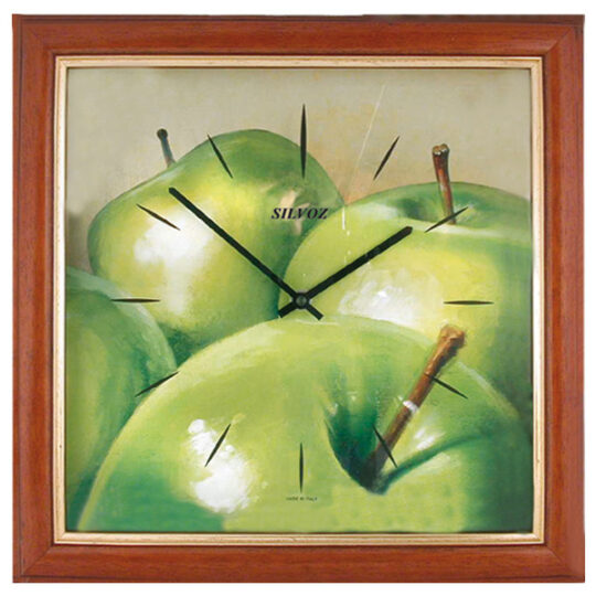 Pendule Quartz bois teinté Noyer – Pommes – S3621116