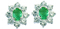 BO forme fleur avec emeraude et entourage oxydes de zirconium or gris