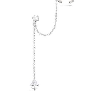 BO argent rhodié mono avec bague d'oreille et oxyde