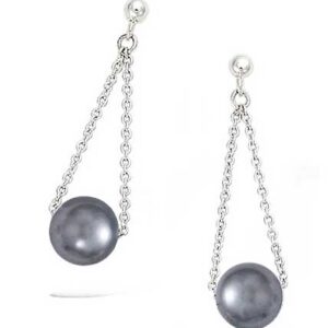 BO ARGENT RHOD AVEC PERLE NOIRE IMIT