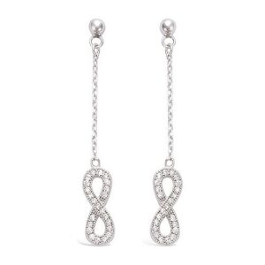 Boucle d'oreilles Argent Rhodié infini oxydes pendantes