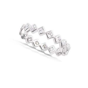 Alliance argent rhodié carrés oxydes sertis clos