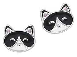 Boucles d'oreilles argent rhodié chats