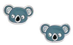 Boucles d'oreilles argent rhodié koala