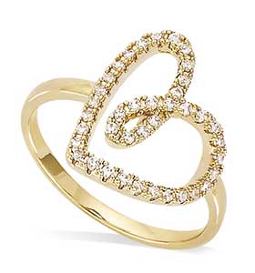 Bague plaqué or cœur oxydes