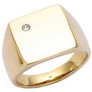 Bague chevalière plaqué or carré oxyde (doigt 50-60)