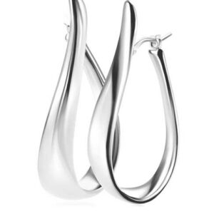 Boucles d'oreilles créoles ZINZI de 49 mm en argent, de forme organique et originale, avec un fermoir pratique sur le dessus.